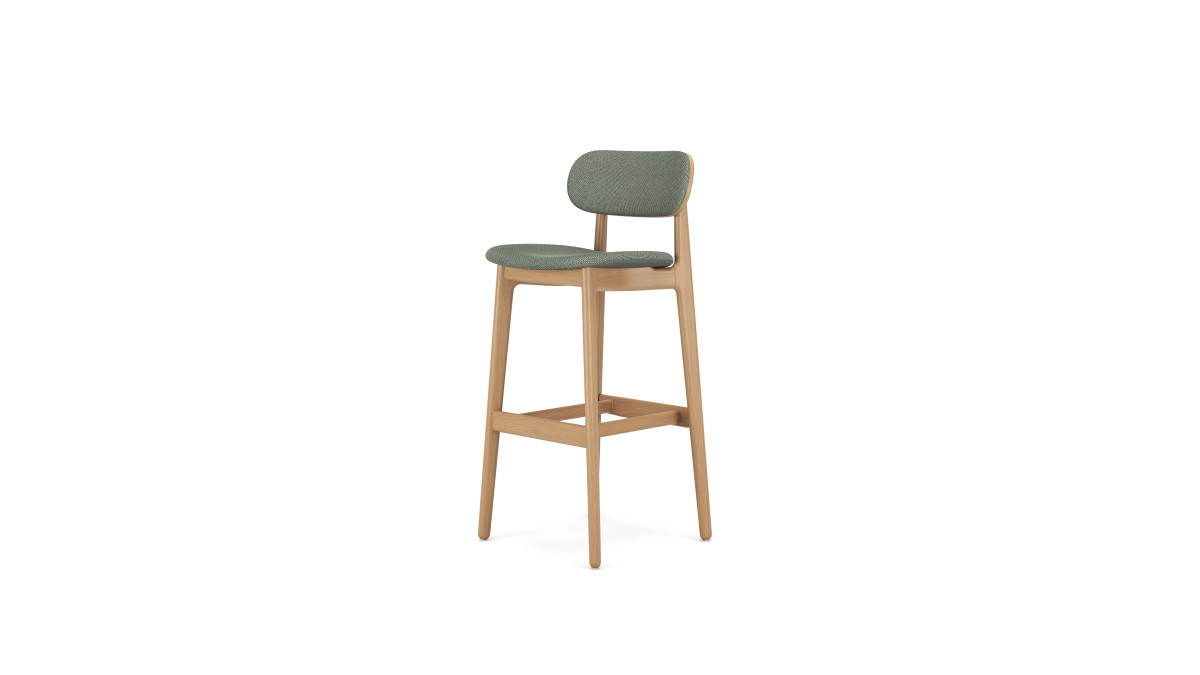 Modus PLC025 PLC Stool Oak with upholstered seat and back F1