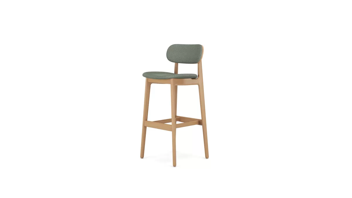 Modus PLC025 PLC Stool Oak with upholstered seat and back F1
